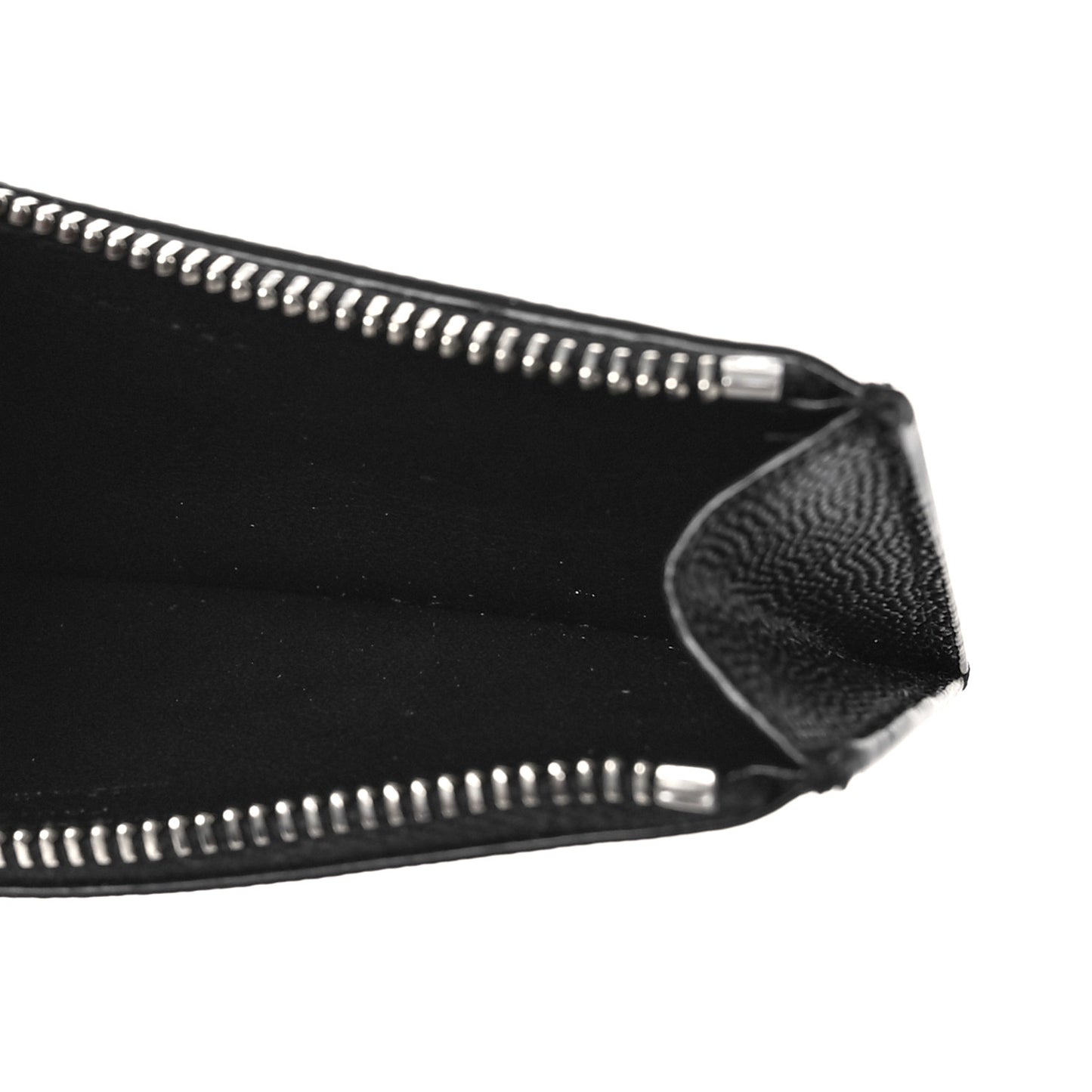 Grained Calfskin 5 Fragments Zip Pouch Card Holder Black