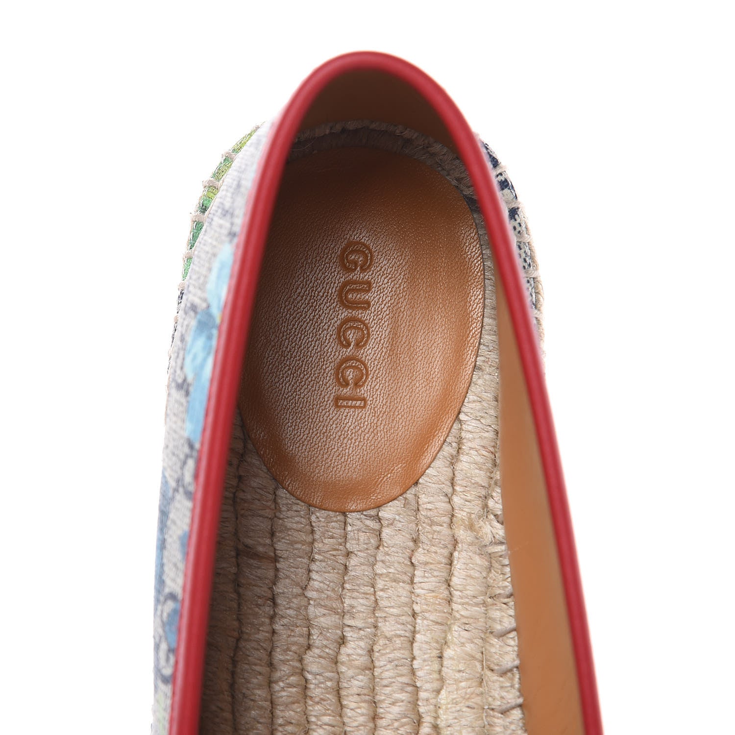 Gucci GG Supreme Monogram Blooms Espadrilles 40.5 Beige Blue Navy Hibiscus Red 6 of 9
