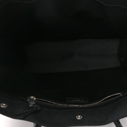 Saint Laurent Raffia Linen Calfskin Rive Gauche Tote Black 5 of 10