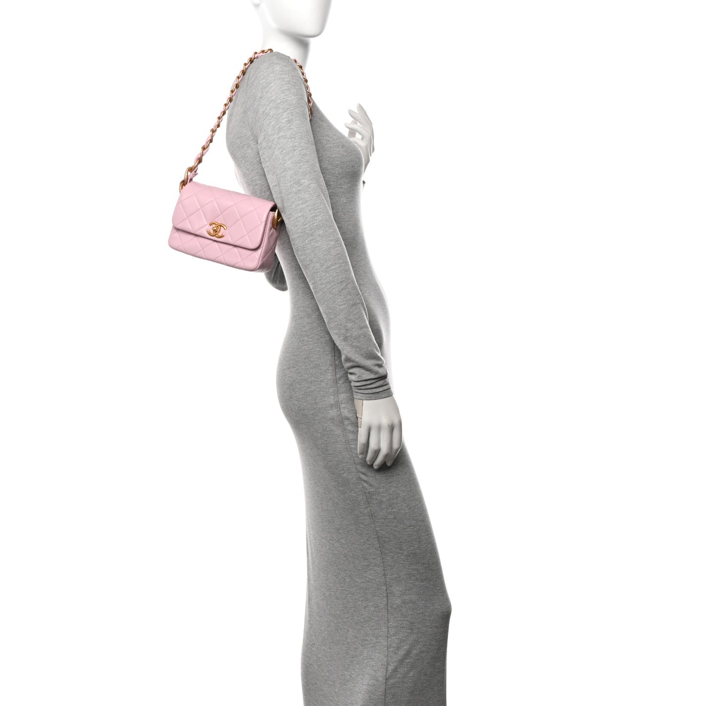 Lambskin Quilted Mini Flap Light Pink