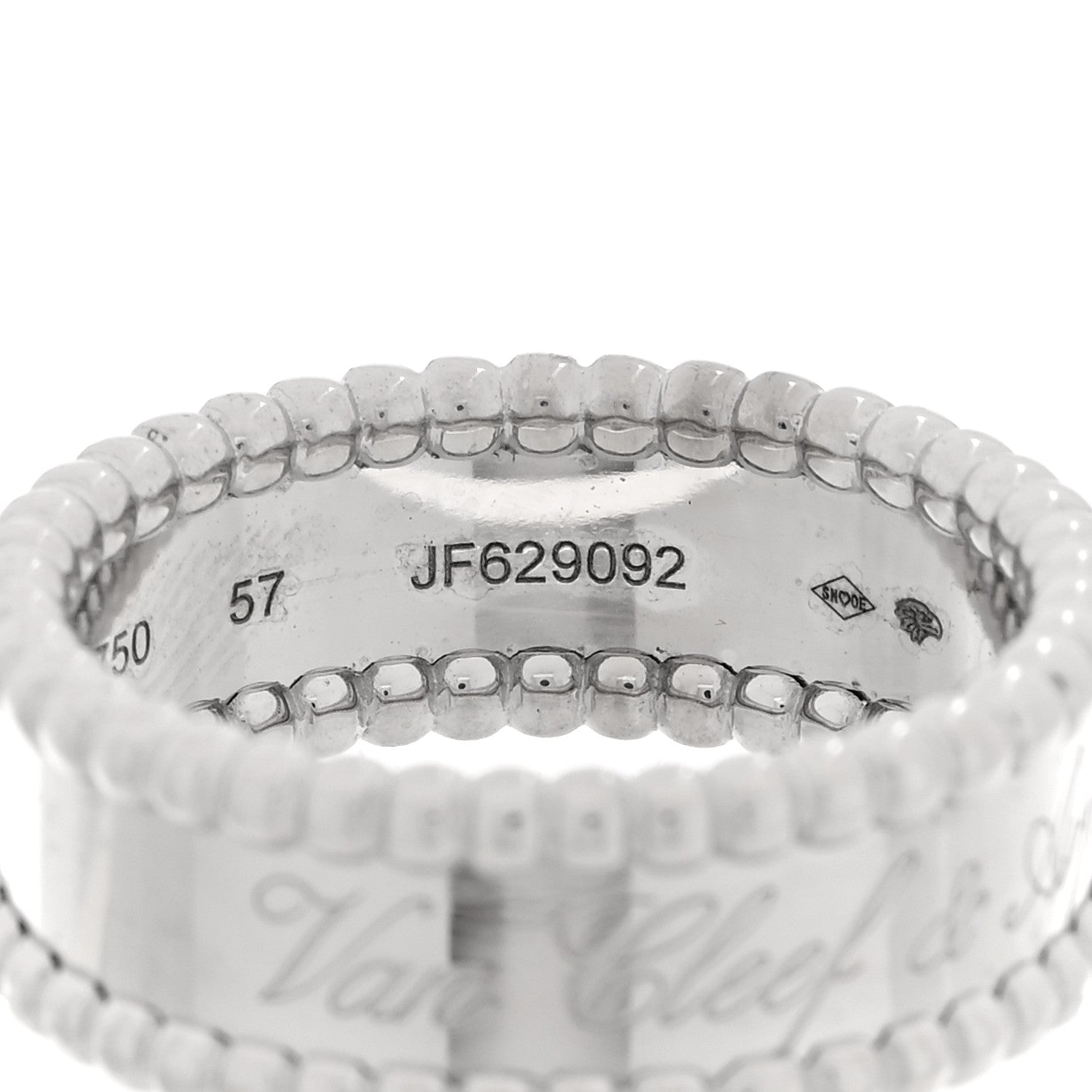 Van Cleef & Arpels 18K White Gold Perlee Signature Ring 57 8 4 of 5