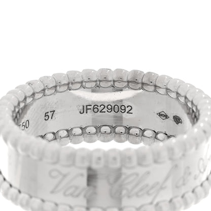 Van Cleef & Arpels 18K White Gold Perlee Signature Ring 57 8 4 of 5