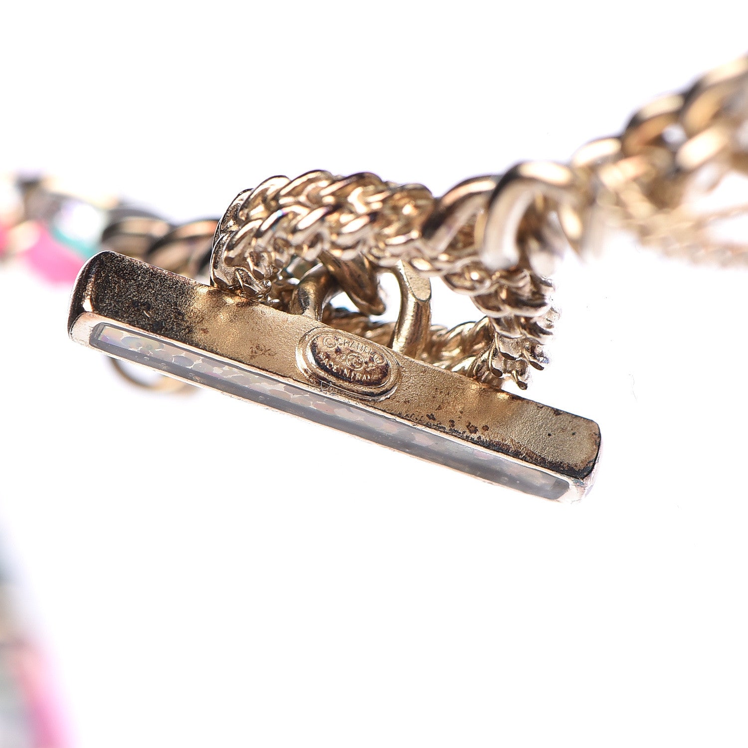 Chanel Crystal Enamel Pearl CC Logo Chain Long Necklace Gold Multicolor 6 of 7