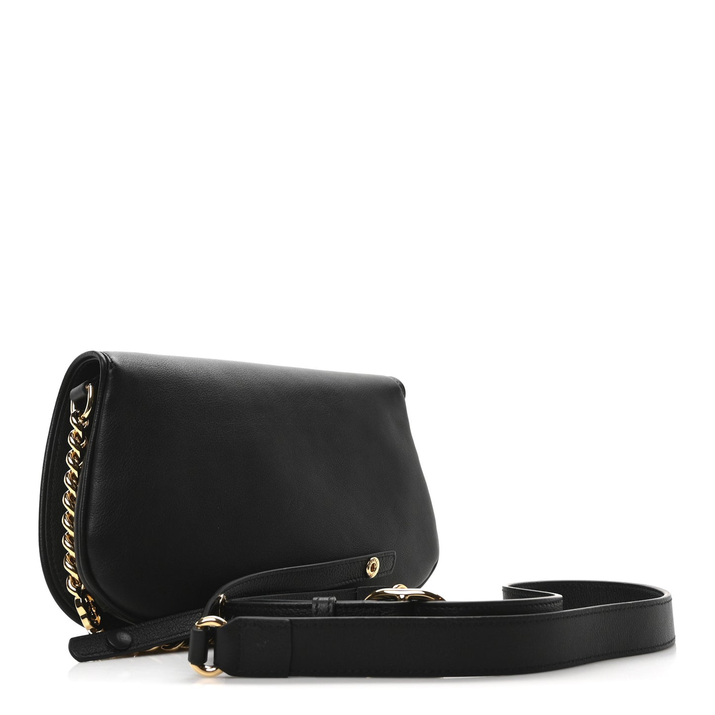 Roxy Calfskin Blondie Chain Shoulder Flap Bag Black