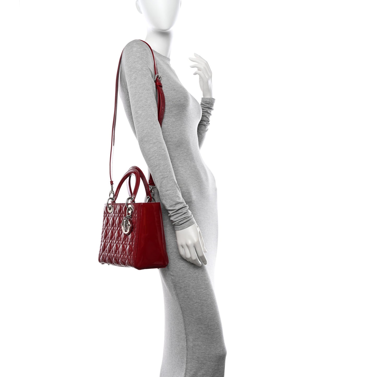 Patent Cannage Medium Lady Dior Red