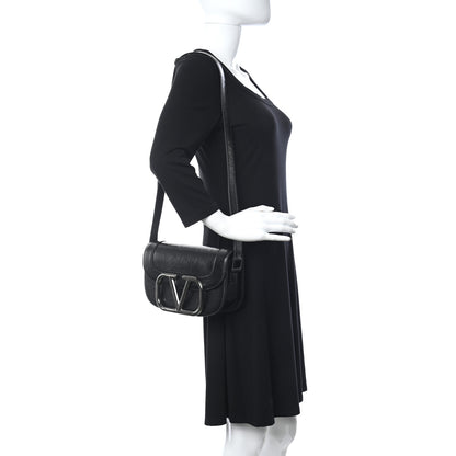 Valentino Garavani Brushed Calfskin Supervee Shoulder Bag Black 2 of 9