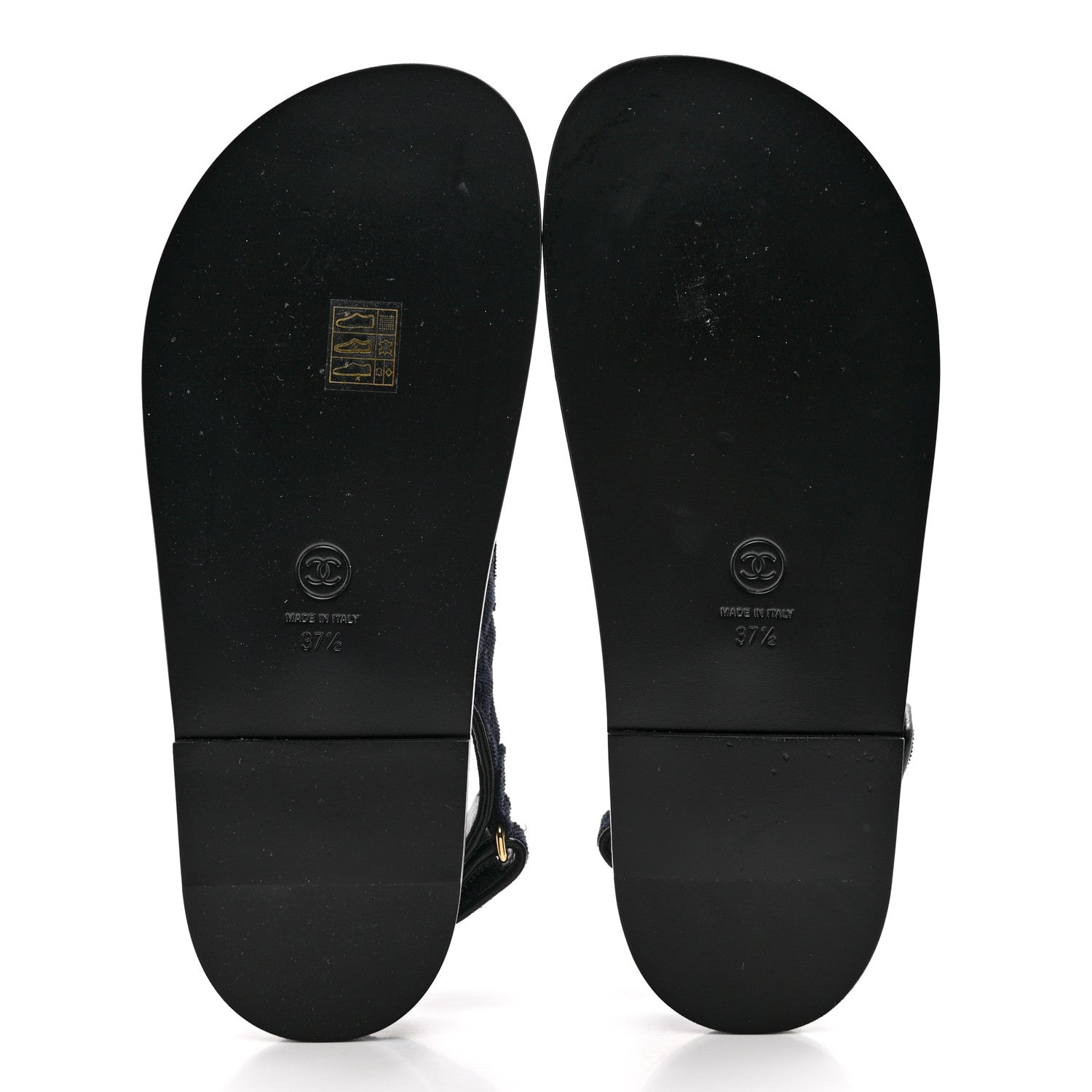 Chanel Velvet Velcro Dad Sandals 37.5 Navy Blue 5 of 9