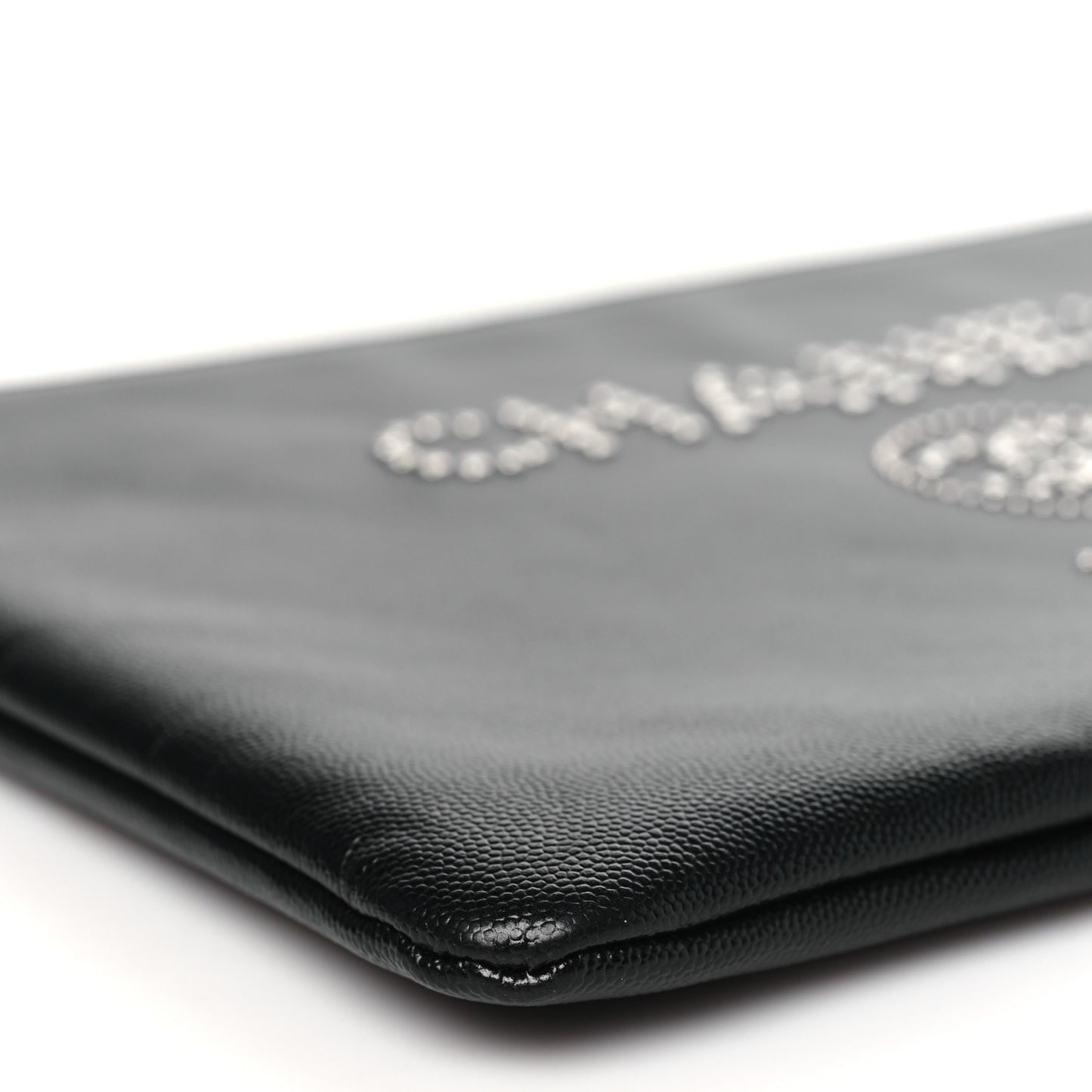 Caviar Studded Medium Deauville Pouch Black