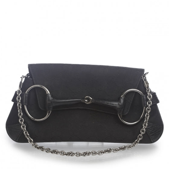 Gucci Monogram Horsebit Clutch Black 1 of 11
