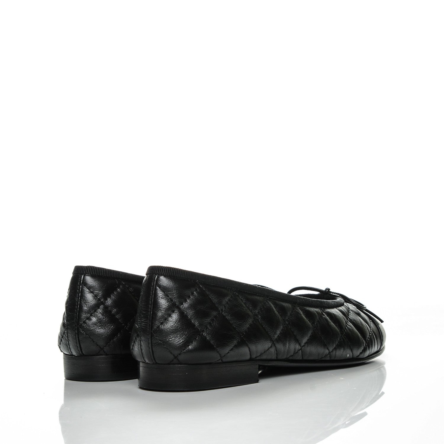 Chanel Aged Calfskin Quilted CC Cap Toe Ballerina Flats 37.5 Black 4 of 8
