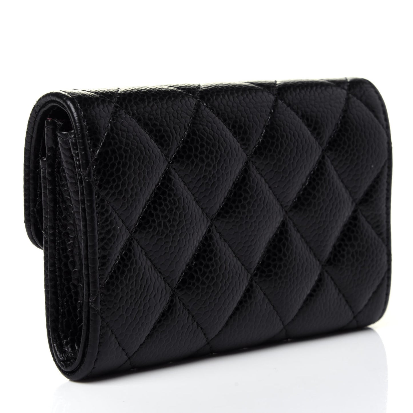 Caviar Quilted Flap Card Holder Black