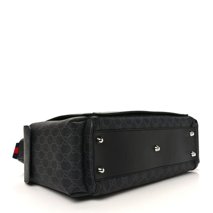 Gucci GG Supreme Monogram Web Messenger Diaper Bag Black Grey 5 of 11