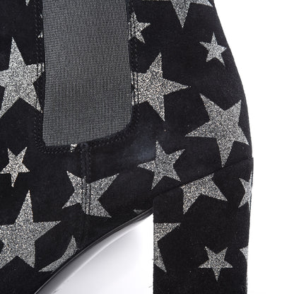Saint Laurent Suede Glitter Stars Babies 90 Ankle Boots 37 Black Argent 8 of 11