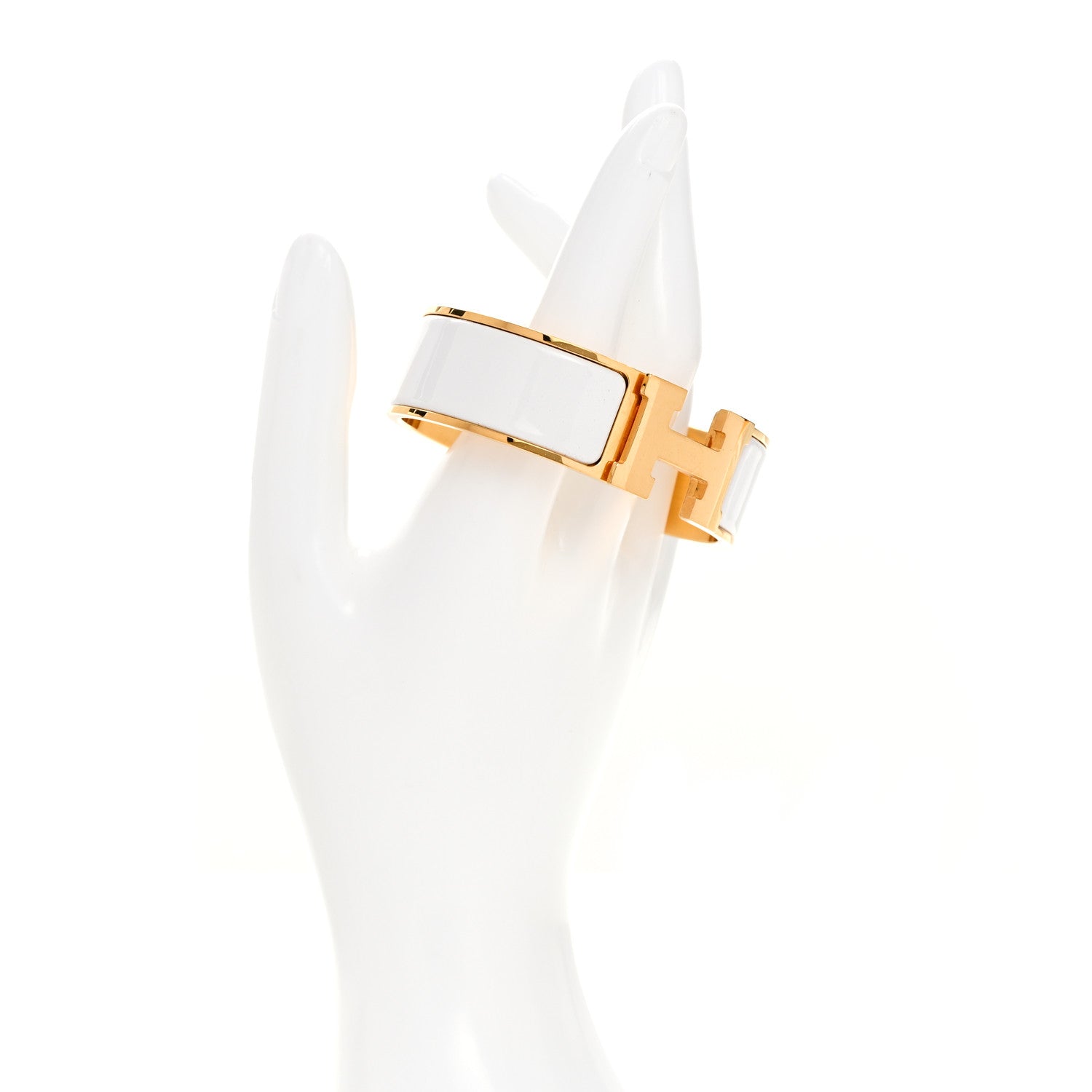 Hermes Enamel Wide Clic Clac H Bracelet GM White 2 of 5