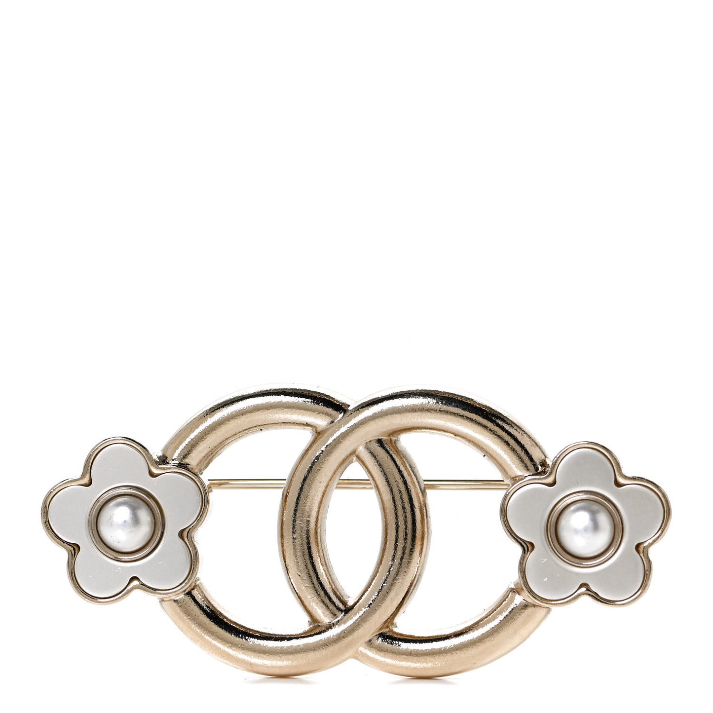 Metal CC Camellia Brooch Light Gold