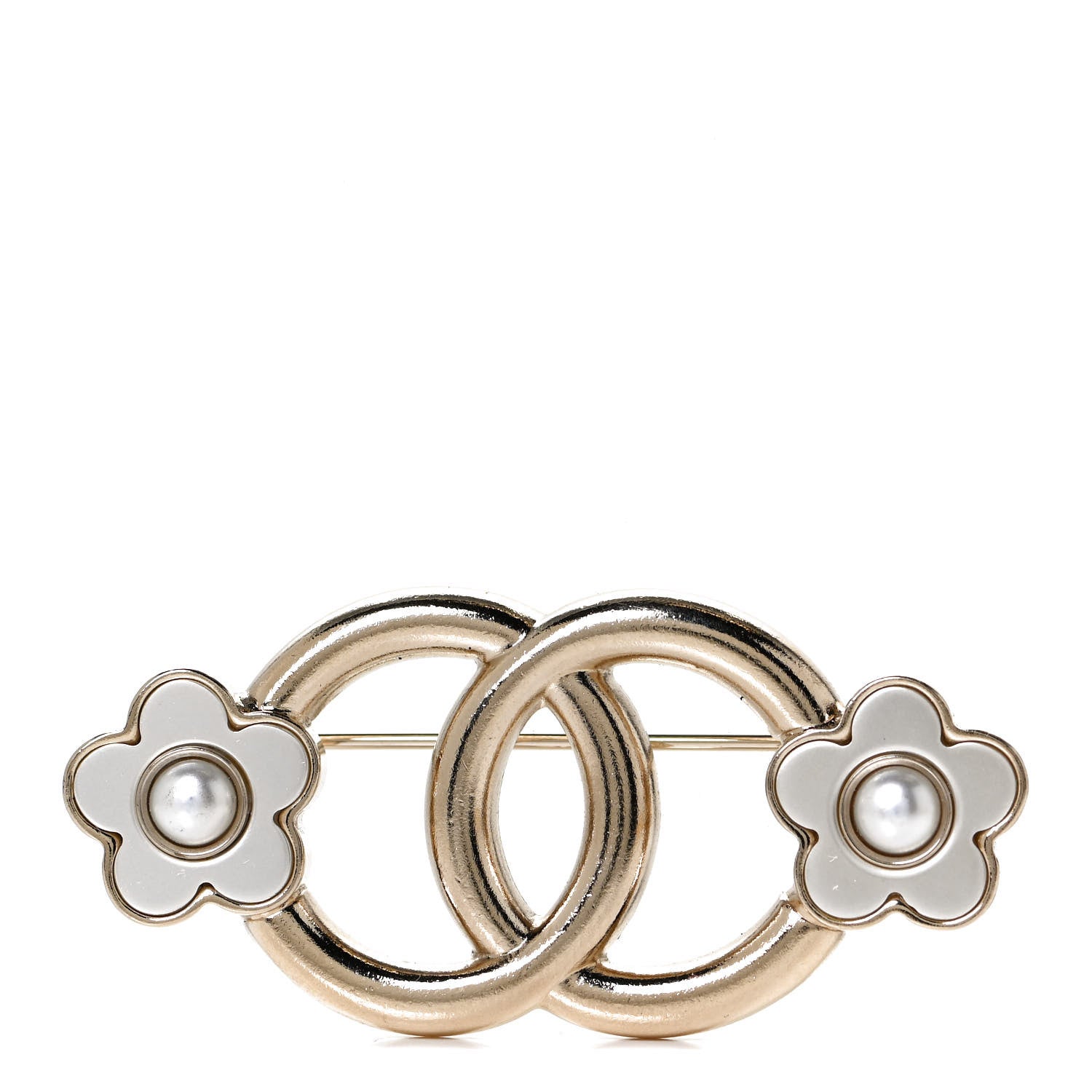 Chanel Metal CC Camellia Brooch Light Gold 1 of 5