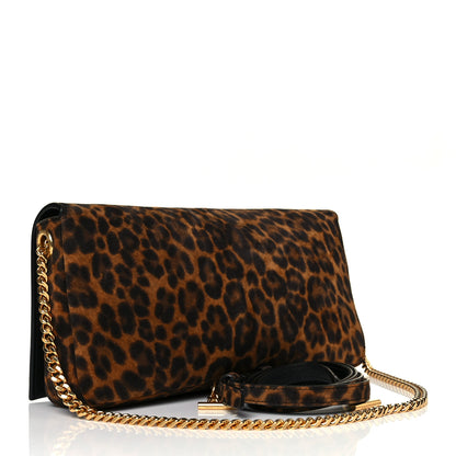 Saint Laurent Suede Leopard Print Monogram Tassel Kate 99 Naturale 3 of 8