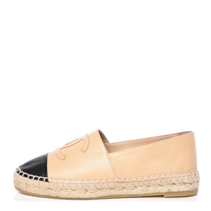 Chanel Lambskin CC Espadrilles 36 Beige Black 1 of 10