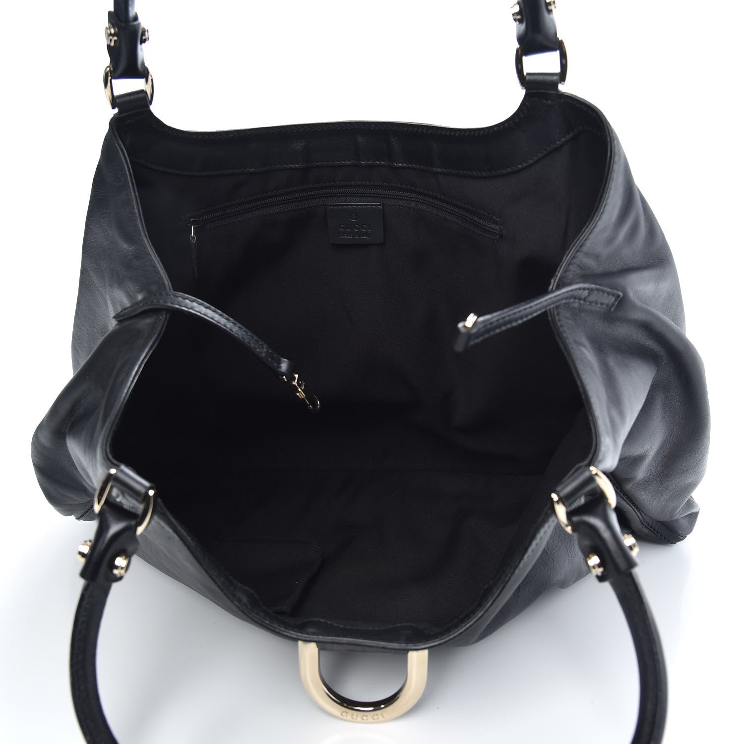 Gucci Calfskin Large D Gold Ring Shoulder Bag Black 5 of 11