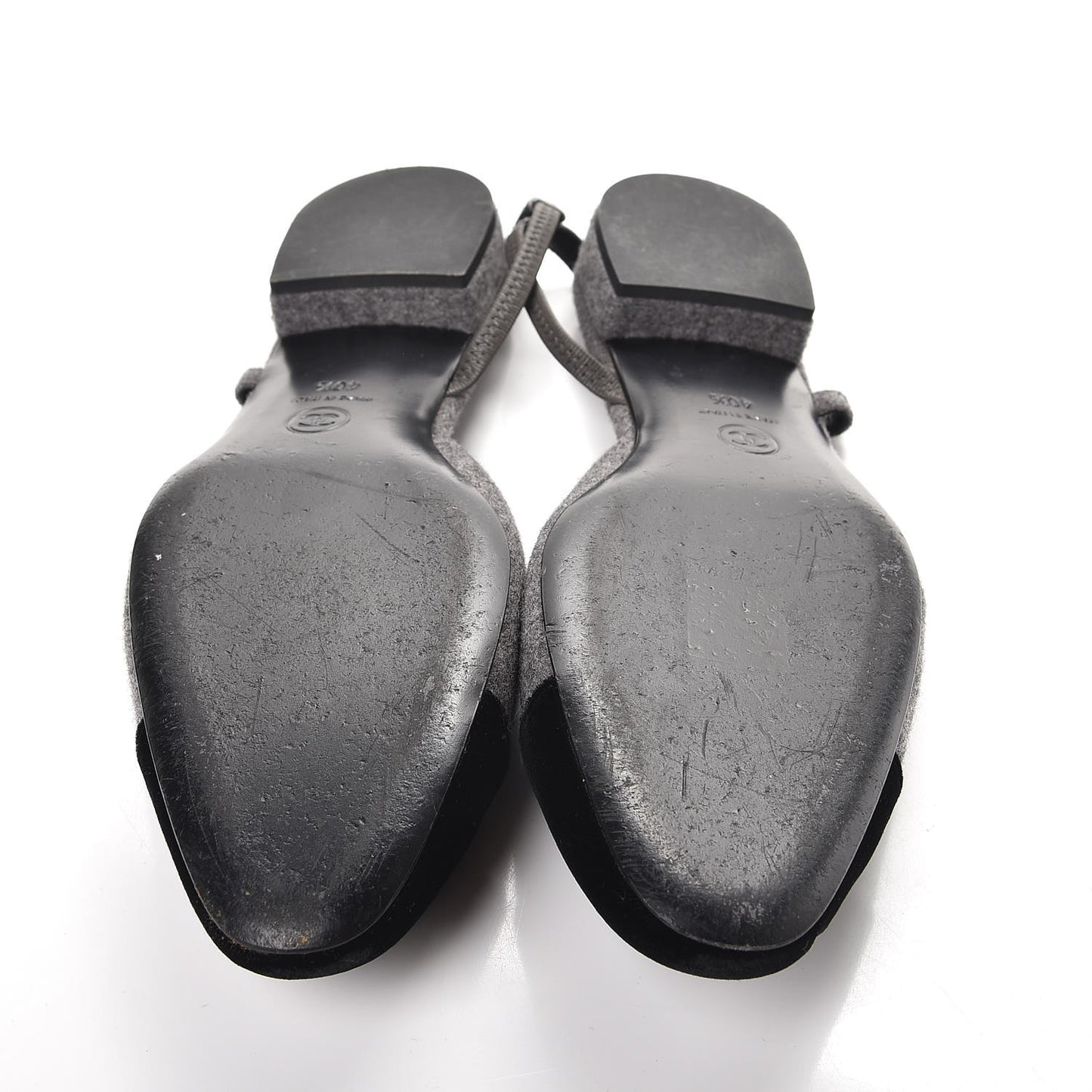 Wool Velvet Cap Toe CC Slingback Pumps 40.5 Grey Black