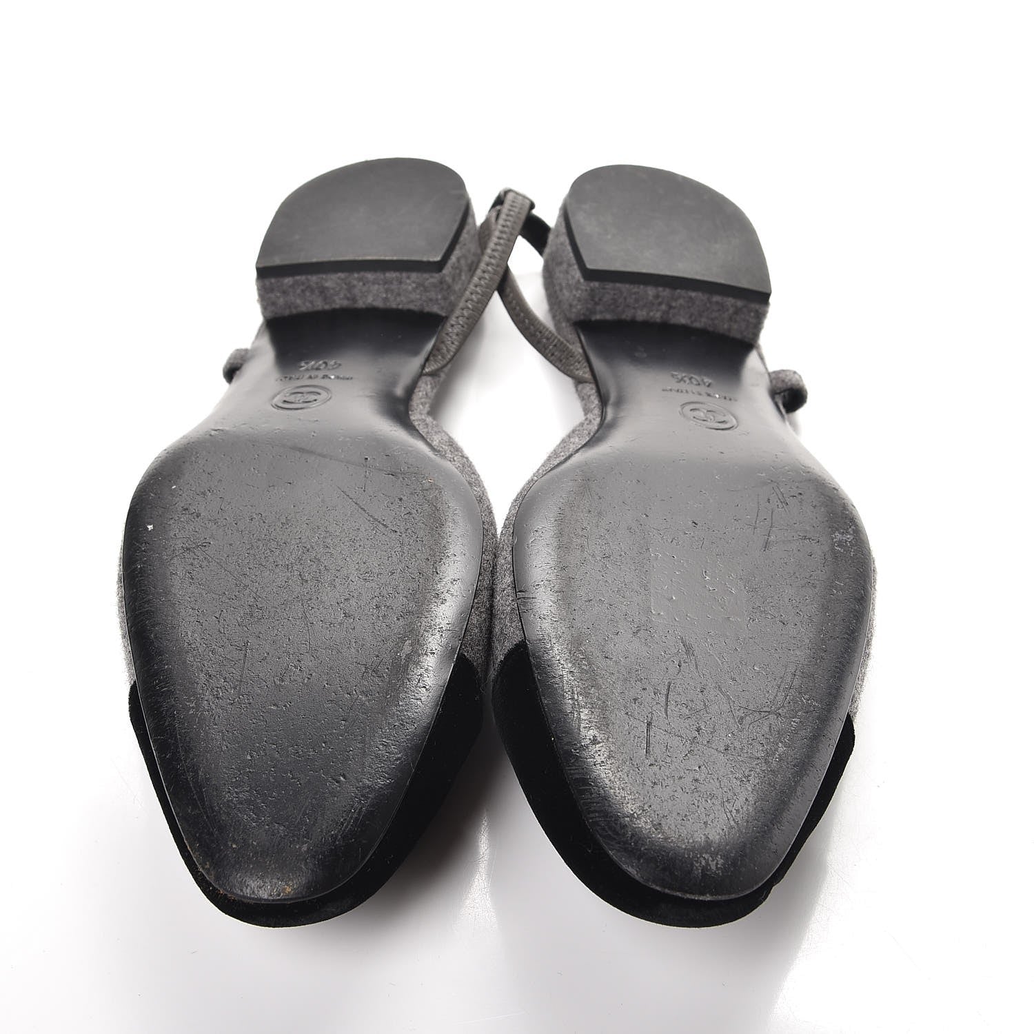 Chanel Wool Velvet Cap Toe CC Slingback Pumps 40.5 Grey Black 7 of 10