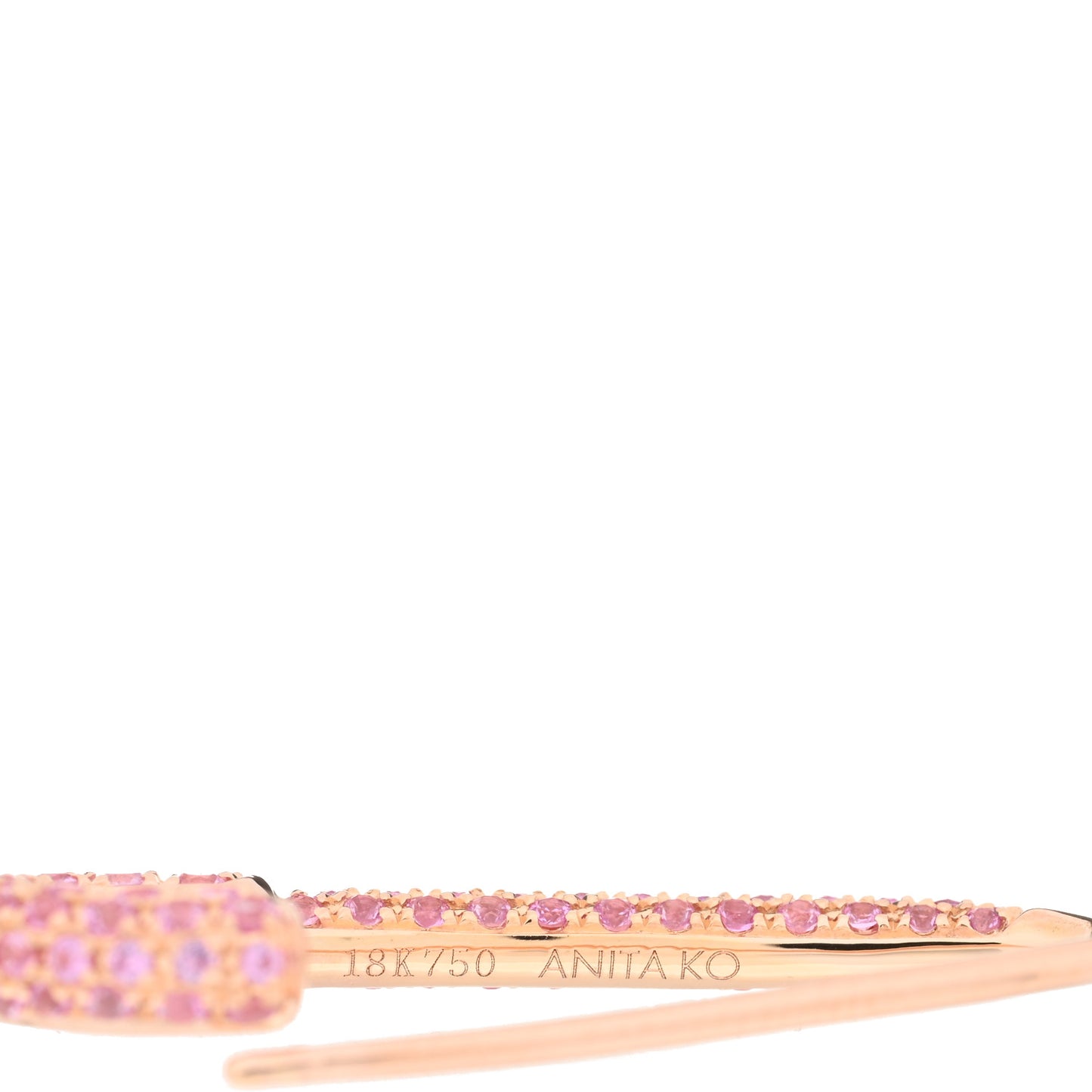 18K Rose Gold Pink Sapphire Safety Pin Earring