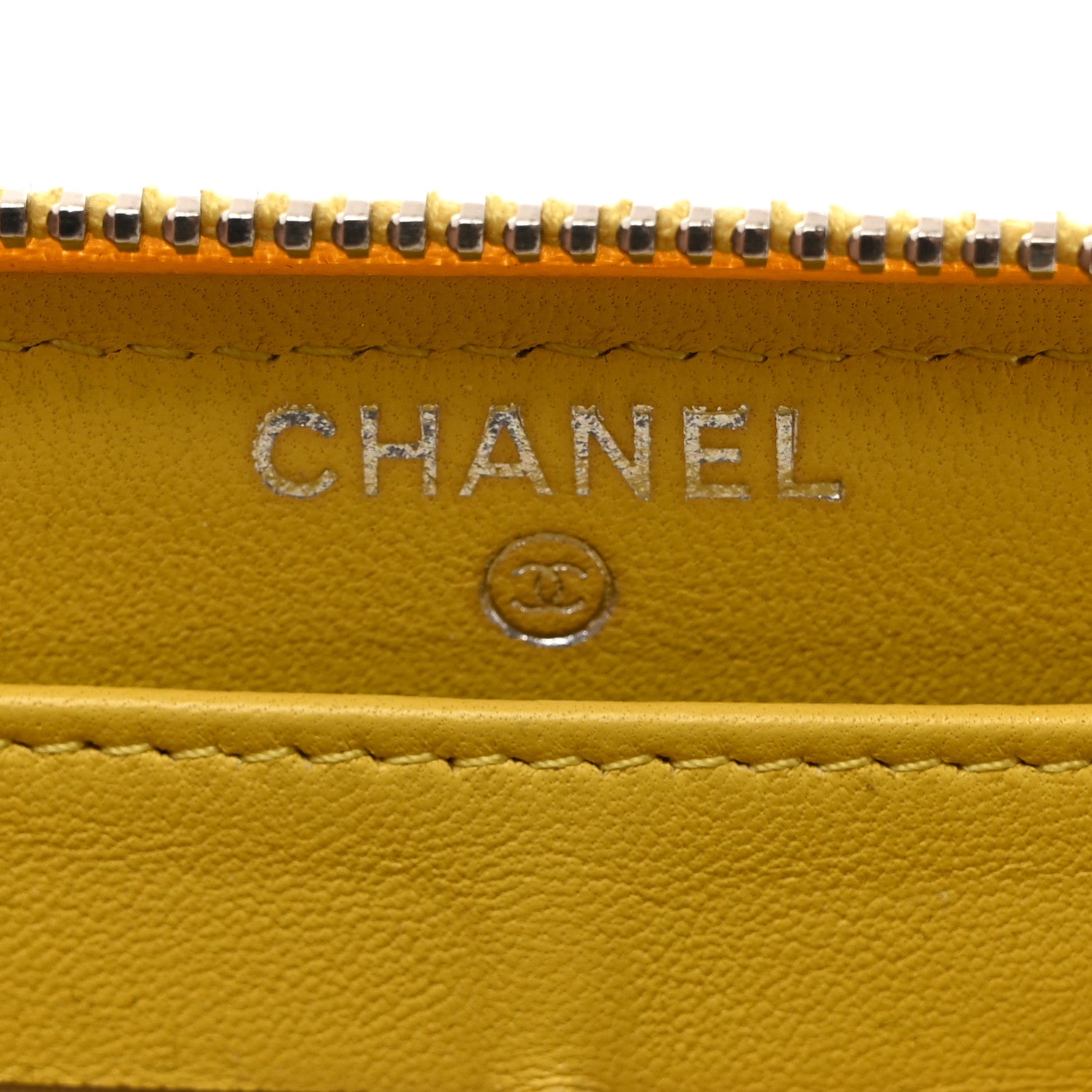 Chanel Lambskin Quilted Large Gusset Zip Around Wallet Yellow 6 of 13