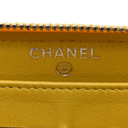 Chanel Lambskin Quilted Large Gusset Zip Around Wallet Yellow 6 of 13