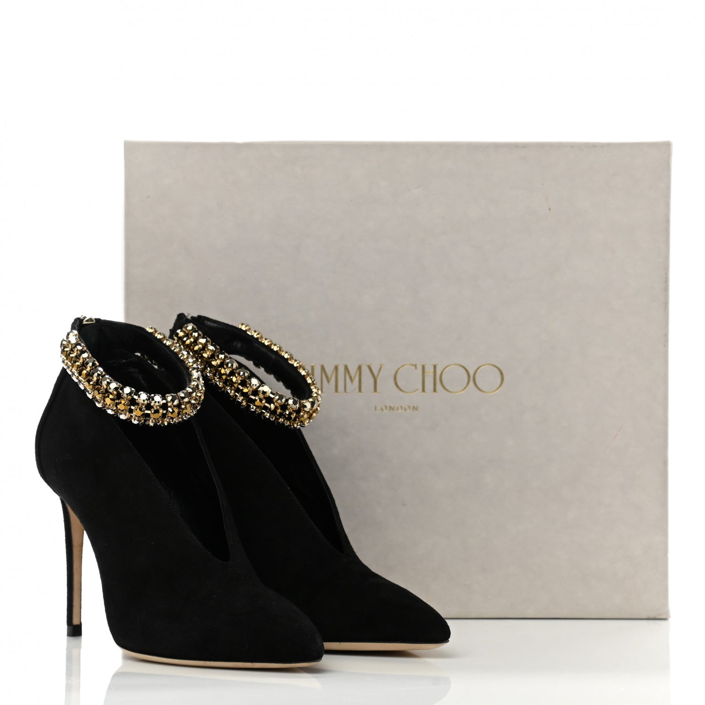 Suede Crystal Lux 100 Ankle Boots 36.5 Black Gold Mix