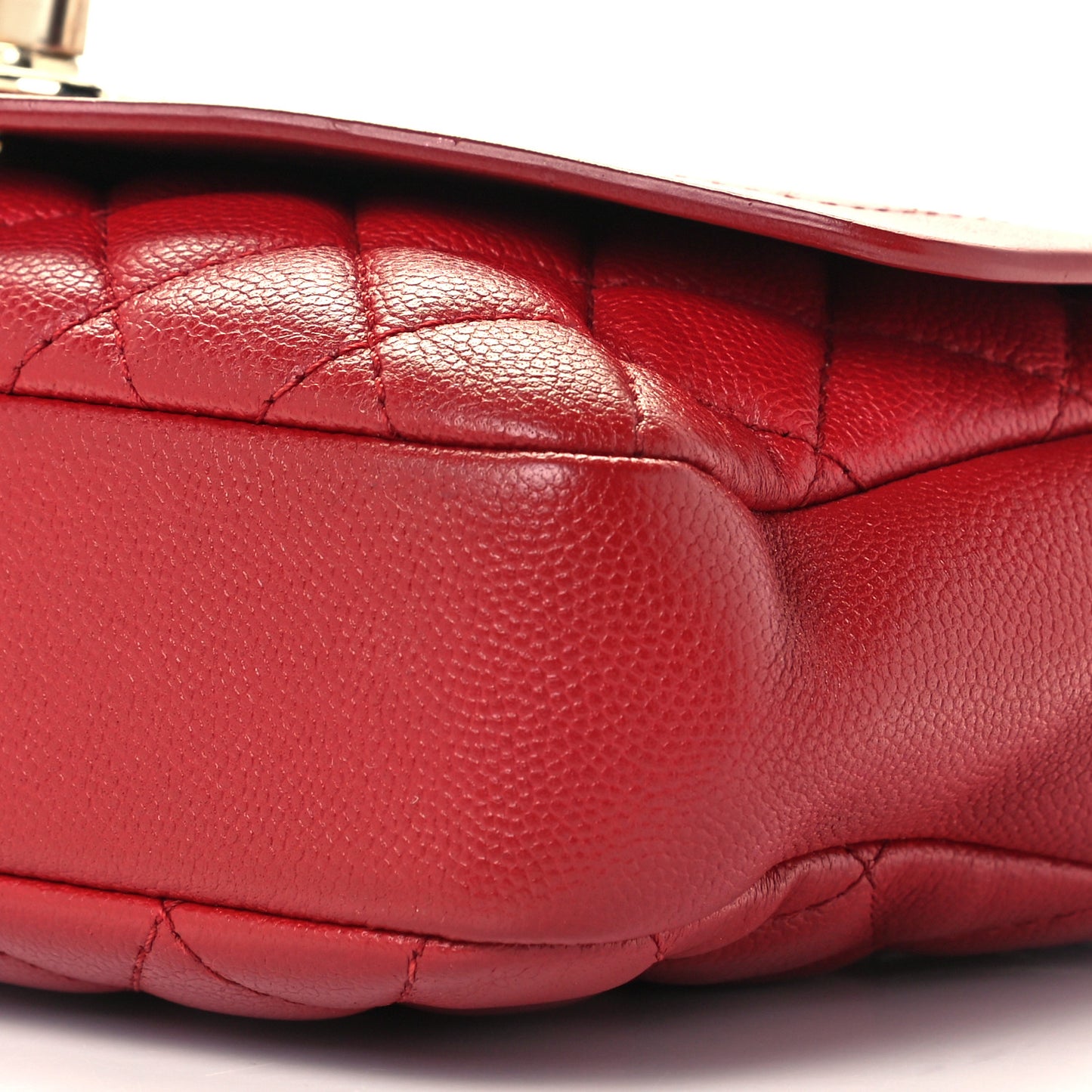 Calfskin Quilted Flap Red