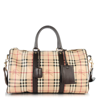 Burberry Haymarket Check Duffle Bag Dark Brown 1 of 11