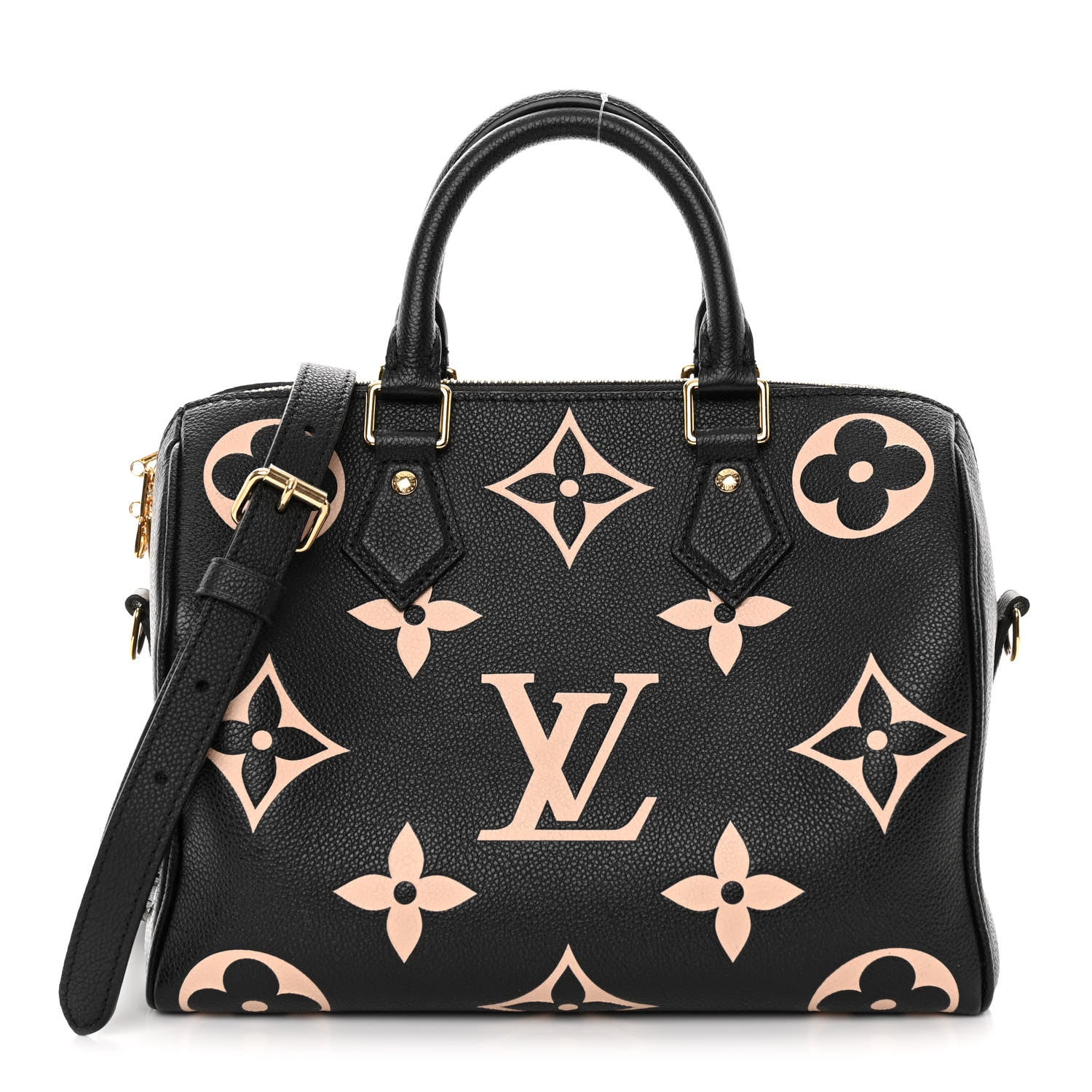 Louis Vuitton Empreinte Monogram Giant Speedy Bandouliere 25 Black Beige 1 of 10