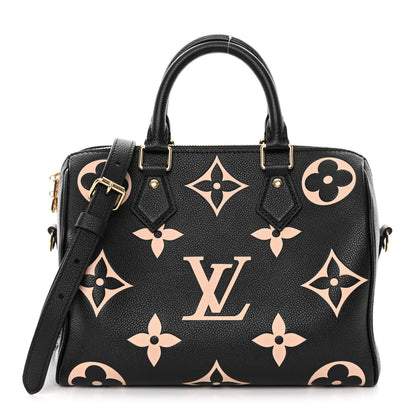 Louis Vuitton Empreinte Monogram Giant Speedy Bandouliere 25 Black Beige 1 of 10