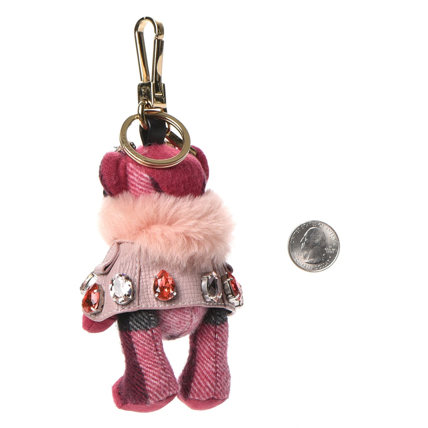Cashmere Crystal Thomas Teddy Bear Keychain Charm Fuchsia