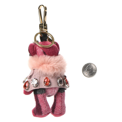 Burberry Cashmere Crystal Thomas Teddy Bear Keychain Charm Fuchsia 2 of 5