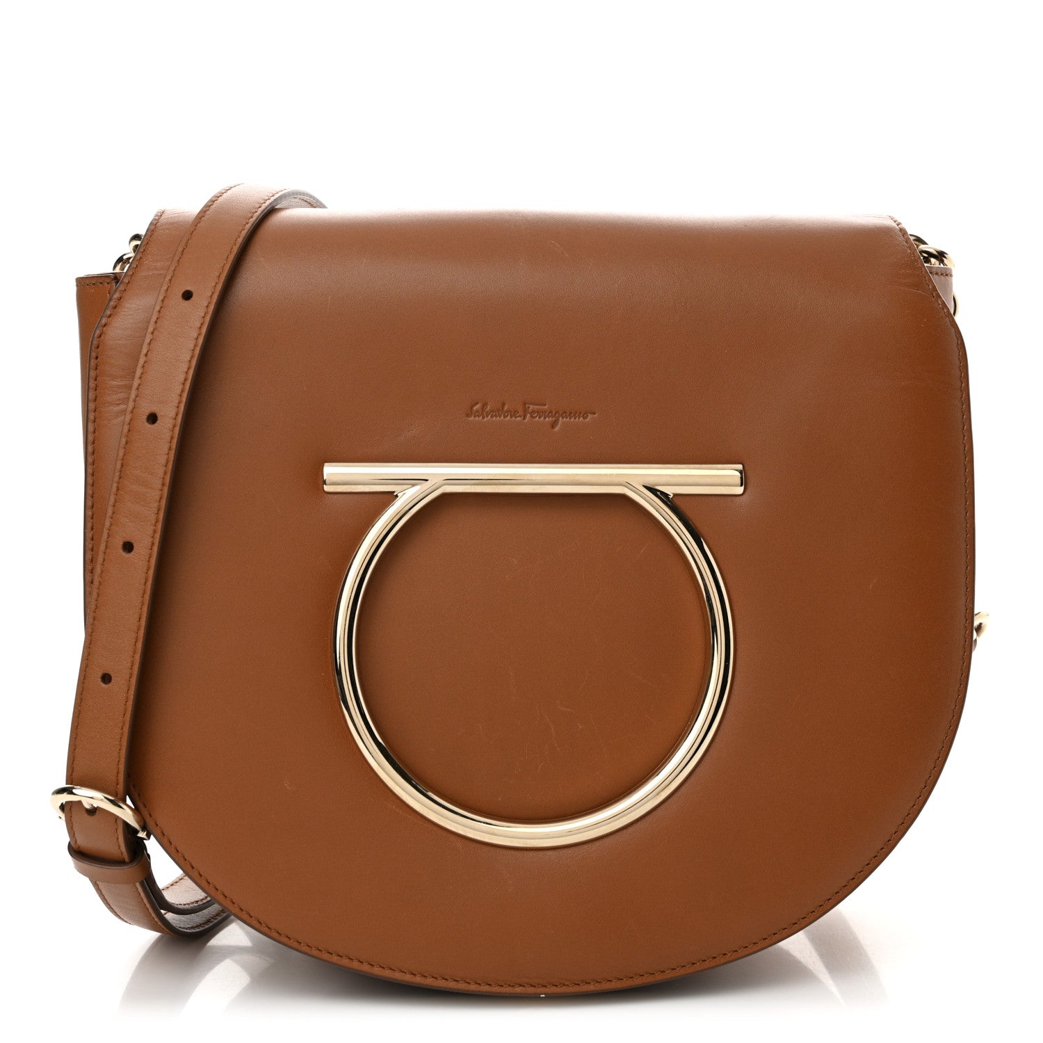 Salvatore Ferragamo Calfskin Large Vela Flap Bag Brown 1 of 12