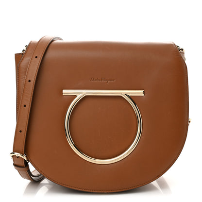 Salvatore Ferragamo Calfskin Large Vela Flap Bag Brown 1 of 12