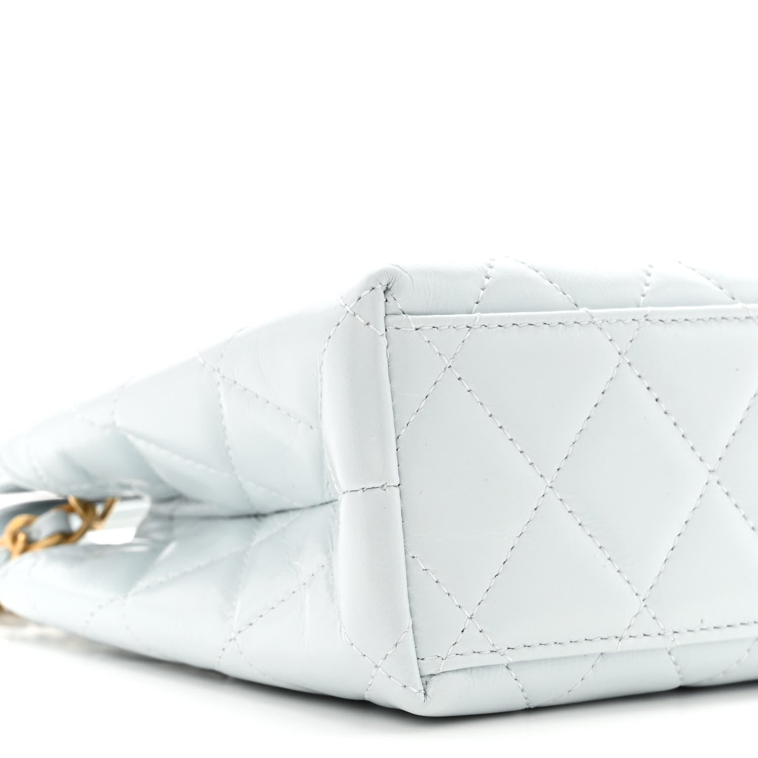 Chanel Shiny Aged Calfskin Quilted Nano Kelly Shopper Light Blue 9 of 11