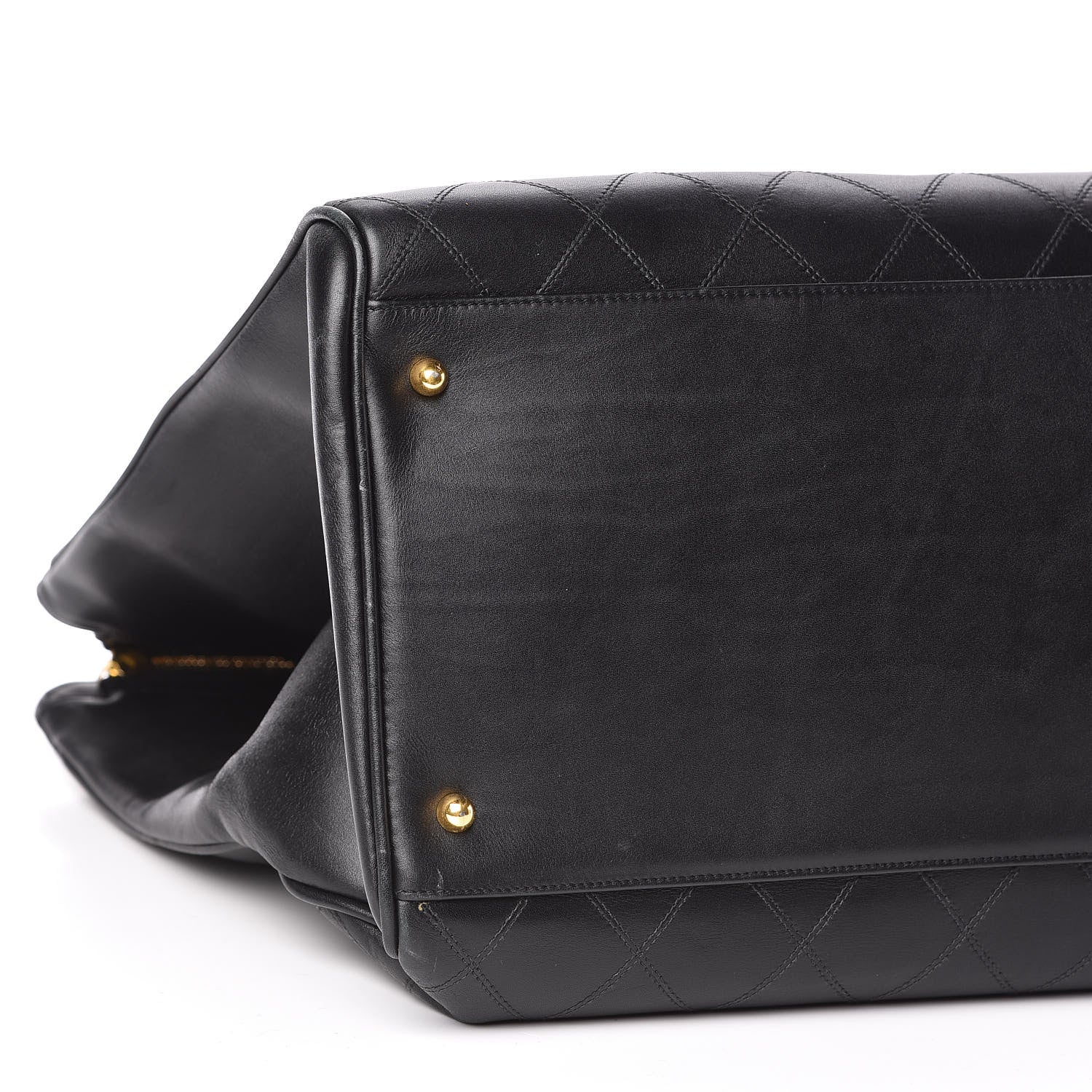 Chanel Calfskin Stitched XL Weekender Black 9 of 11
