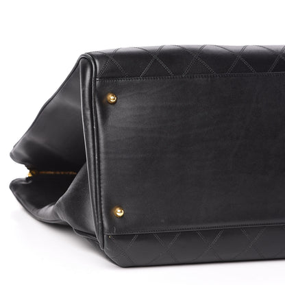 Chanel Calfskin Stitched XL Weekender Black 9 of 11