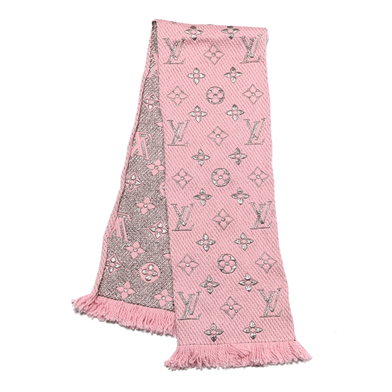 Louis Vuitton Wool Silk Logomania Shine Scarf Pink 2 of 4