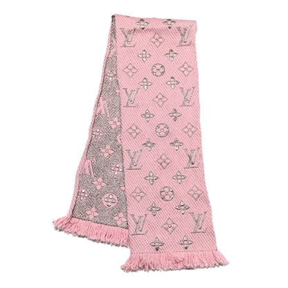 Louis Vuitton Wool Silk Logomania Shine Scarf Pink 2 of 4