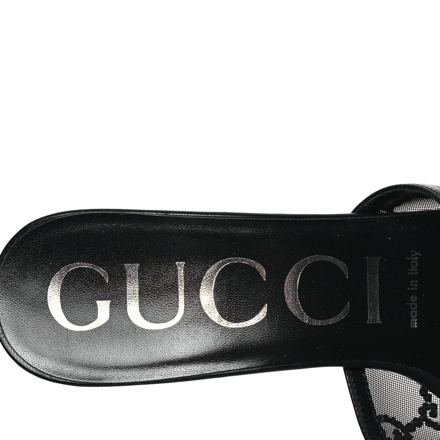 Tela Retino Nappa Crystal GG Monogram Square G 95mm Slide Sandals 38 Black