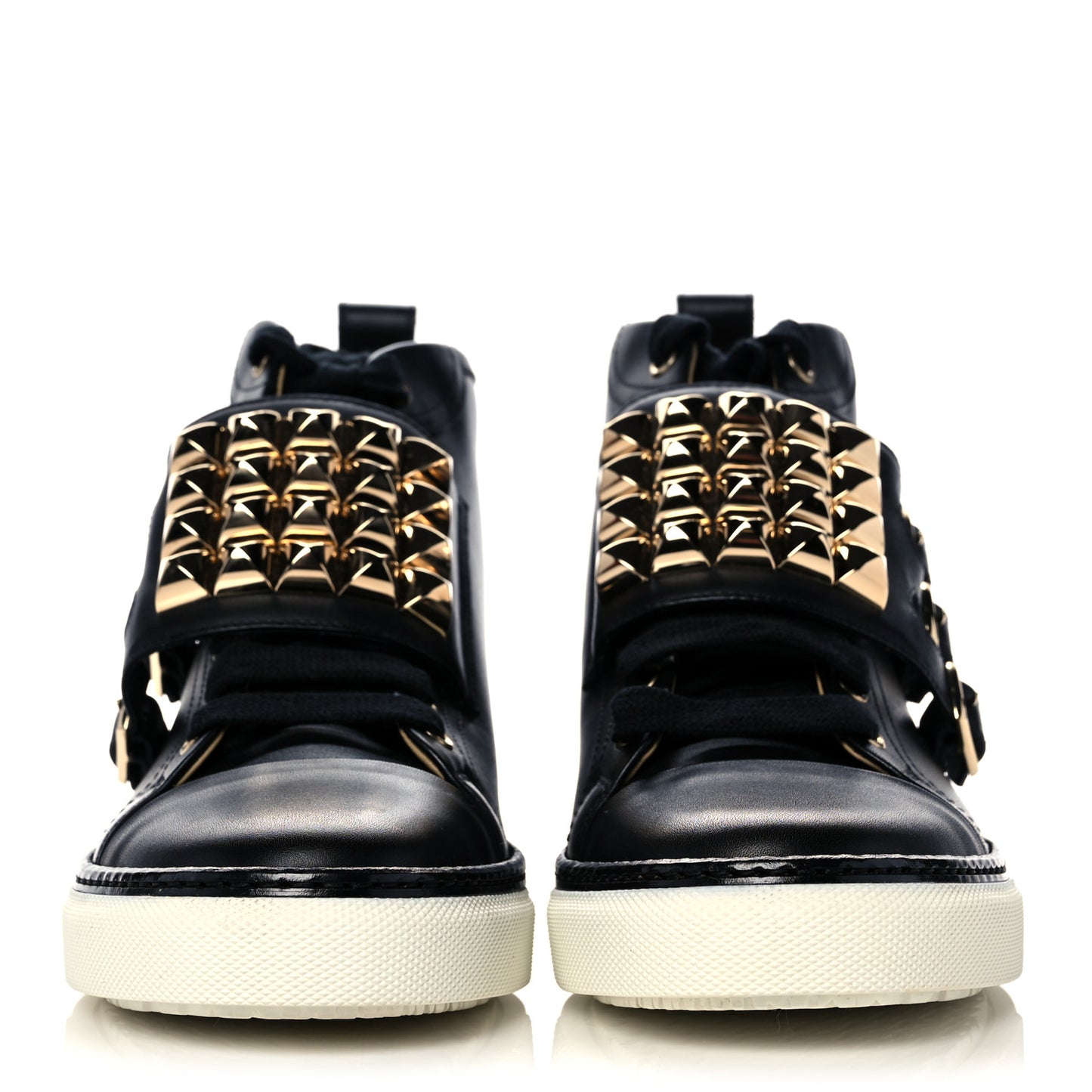 Calfskin Studded Lennox High Top Sneakers 39.5 Black