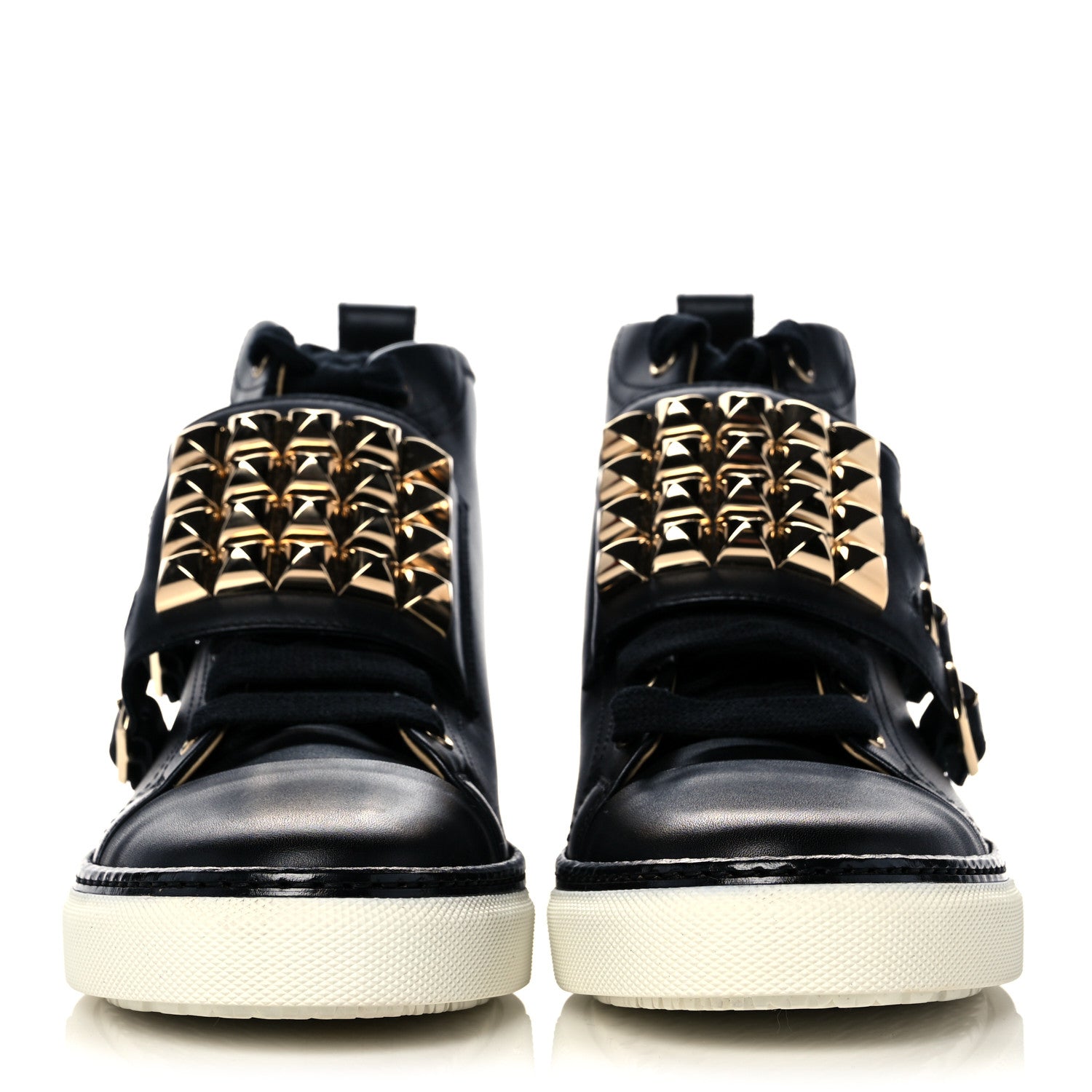 Hermes Calfskin Studded Lennox High Top Sneakers 39.5 Black 2 of 12