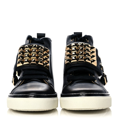 Hermes Calfskin Studded Lennox High Top Sneakers 39.5 Black 2 of 12