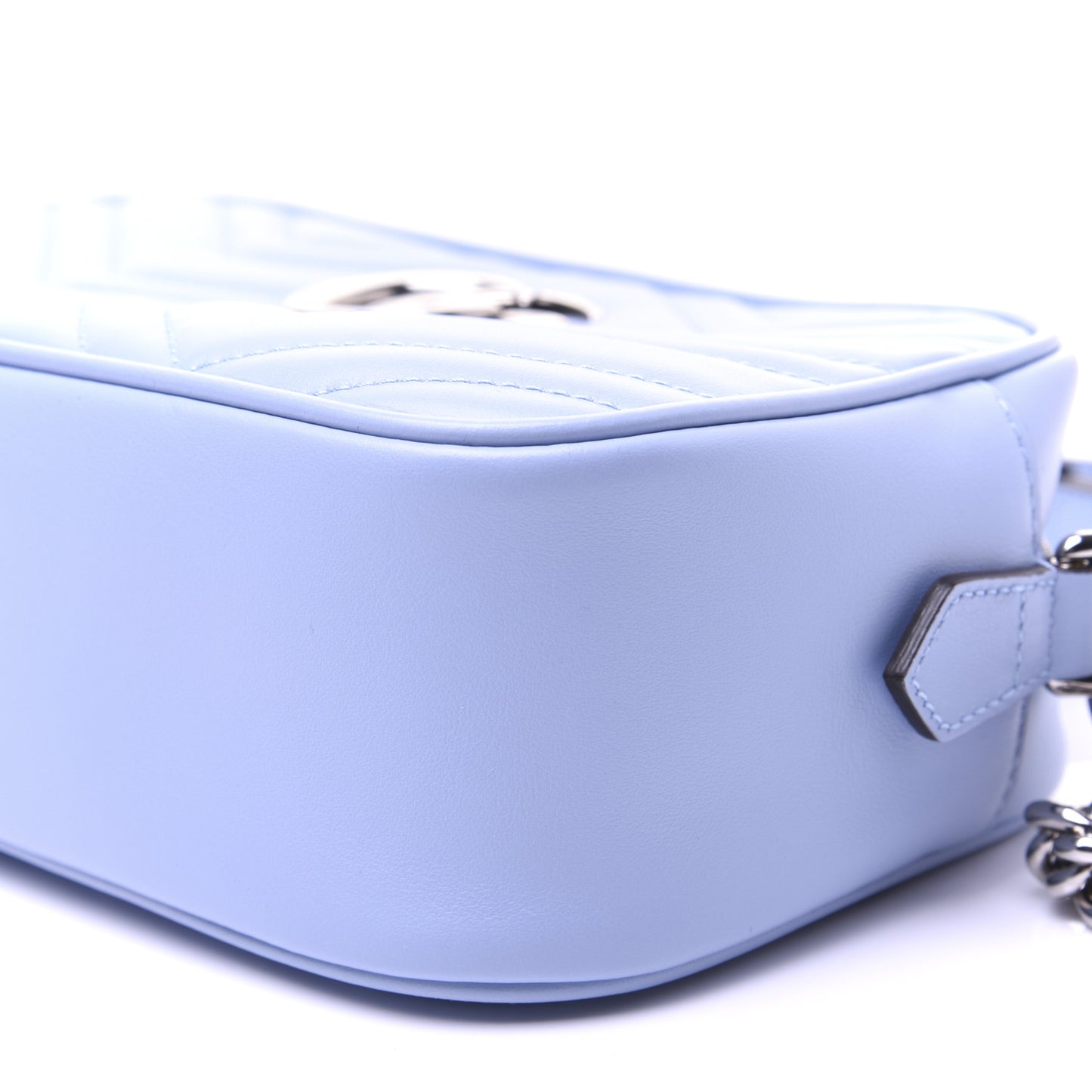 Calfskin Matelasse Small GG Marmont Chain Shoulder Bag Porcelain Light Blue