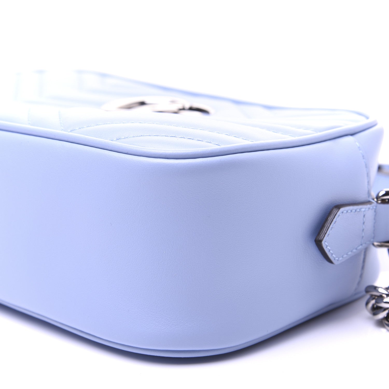 Gucci Calfskin Matelasse Small GG Marmont Chain Shoulder Bag Porcelain Light Blue 7 of 12