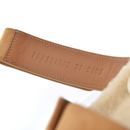 Hermes Suede Goatskin Woolskin Womens Chypre Sandals 37 Golden Beige 8 of 9