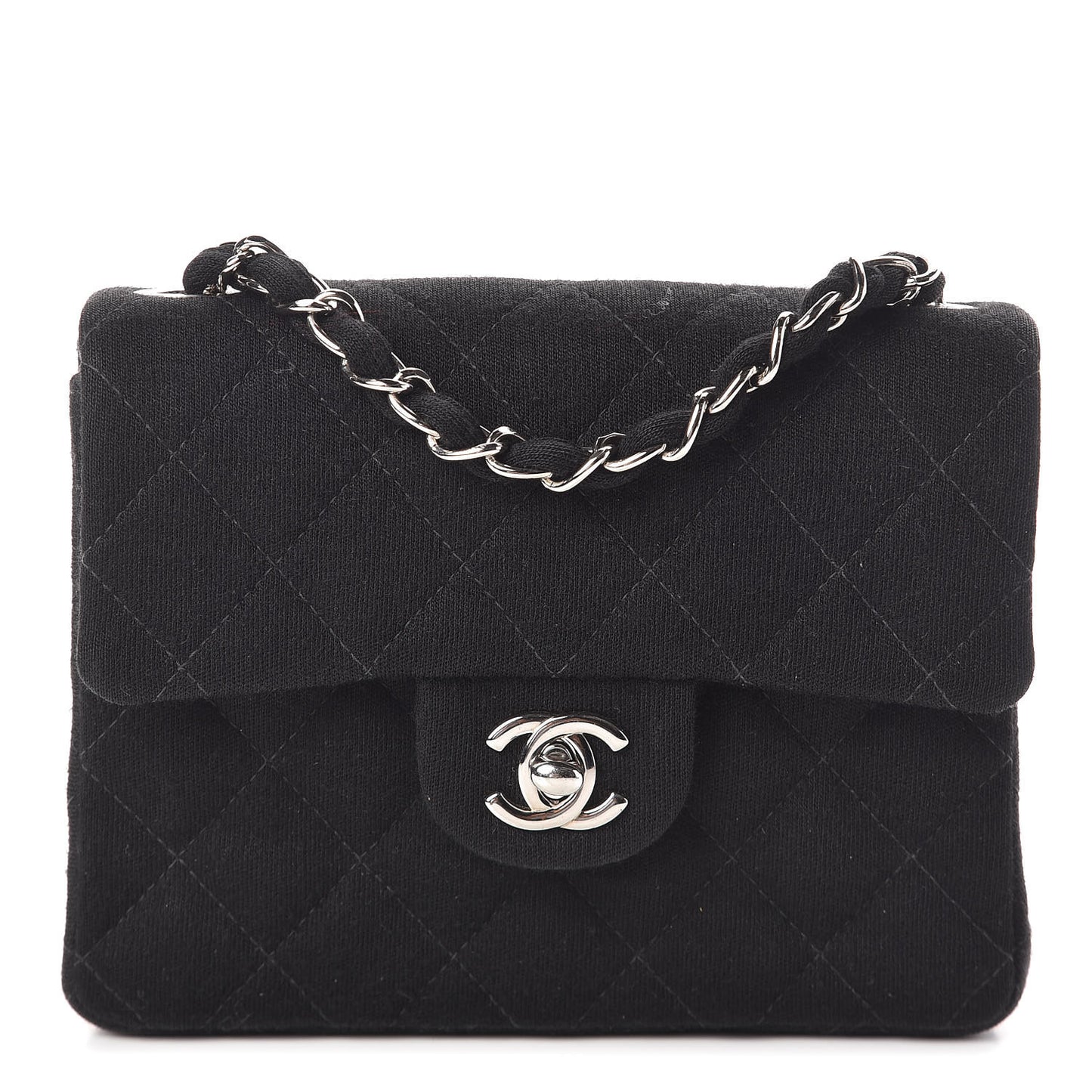 Jersey Quilted Mini Square Flap Black